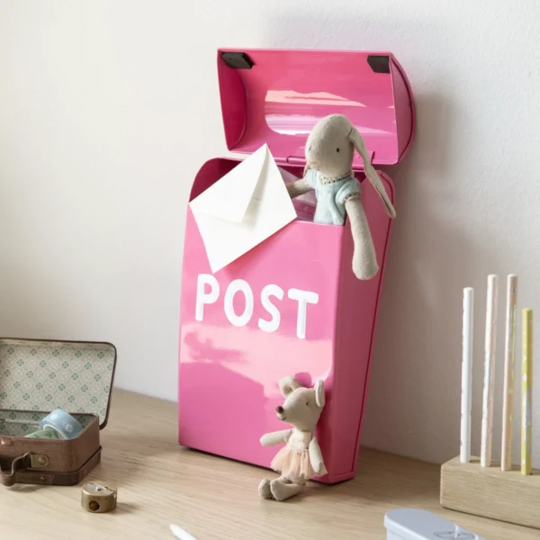 Briefkasten für Spielhaus oder Kinderzimmer Metall Pink Dunkelrosa klein