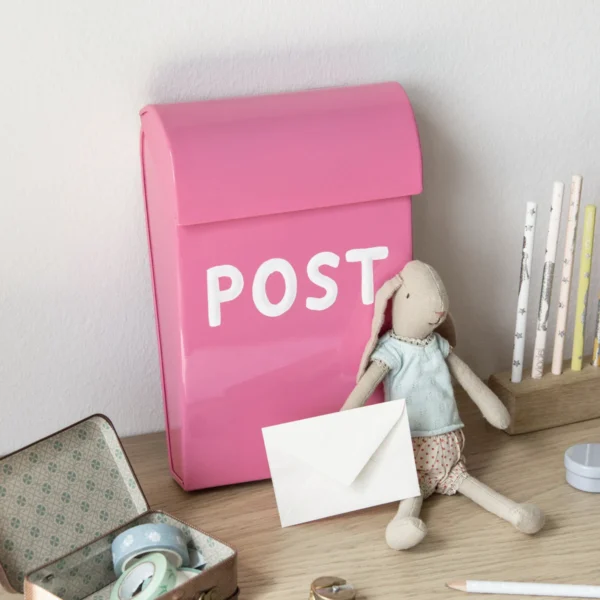 Briefkasten für Spielhaus oder Kinderzimmer Metall Pink Dunkelrosa klein
