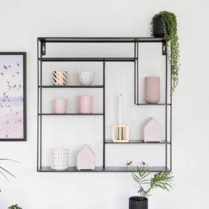 Wandregal im Skandi-Look, Metall, schwarz, aus Schweden von Bruka Design