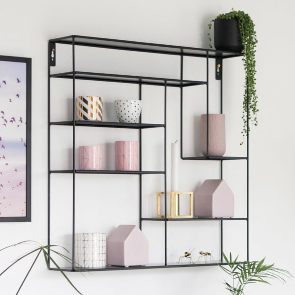 Wandregal Metall, schwarz, 60 x 60 cm, Bruka Design aus Schweden