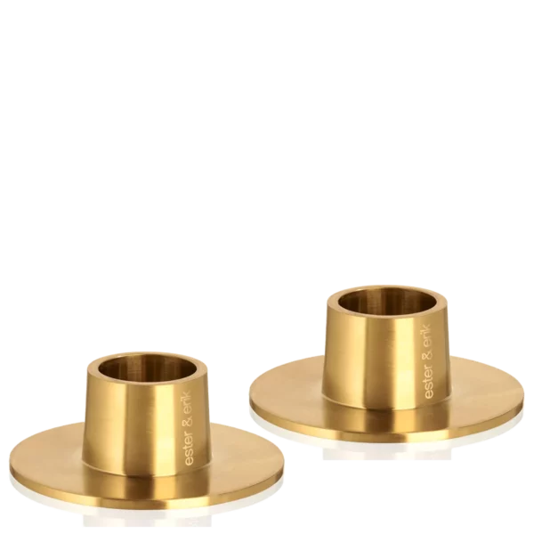 Ester & Erik Kerzenhalter Medium gold matt, 2 er Set