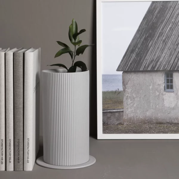 Storefactory Vase Ede hellgrau geriffelt