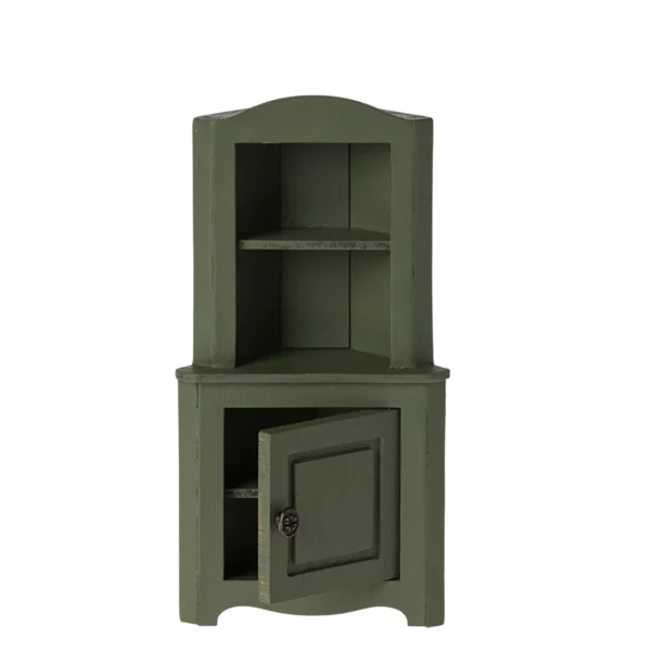Maileg Eckschrank Maus dunkelgrün geöffnet 11-4002-01