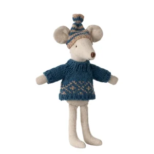 Maileg Strickpullover Mütze Papa Maus blau 17-4307-00