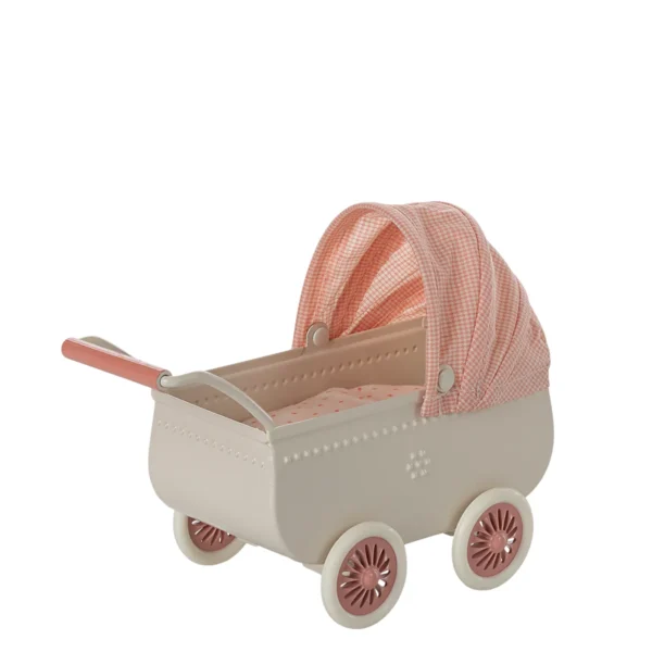 Maileg Kinderwagen Maus Koralle Weiß 11-5103-01