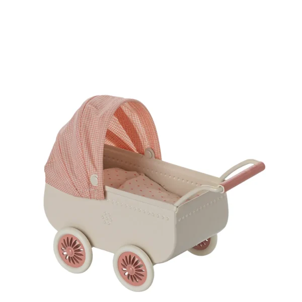 Maileg Kinderwagen Maus Koralle Weiß 11-5103-01