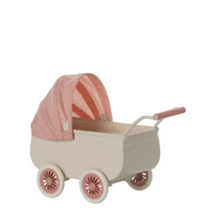 Maileg Kinderwagen Maus Koralle Weiß 11-5103-01
