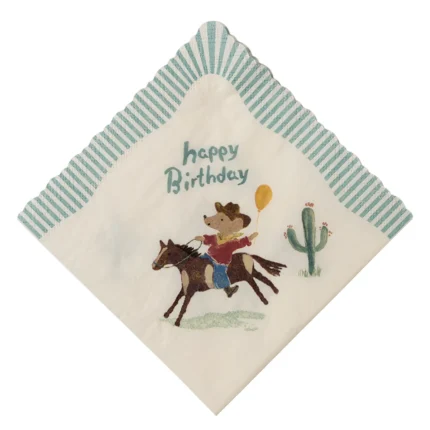 Maileg Serviette Happy Birthday Cowboy Maus Pony 15-5300-00