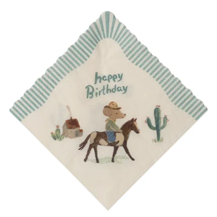 Maileg Serviette Happy Birthday Cowboy Maus Pony 15-5300-00