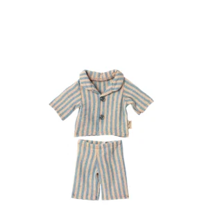 Maileg Schlafanzug Pyjama Teddy Kind Junior blau gestreift 16-1831-00