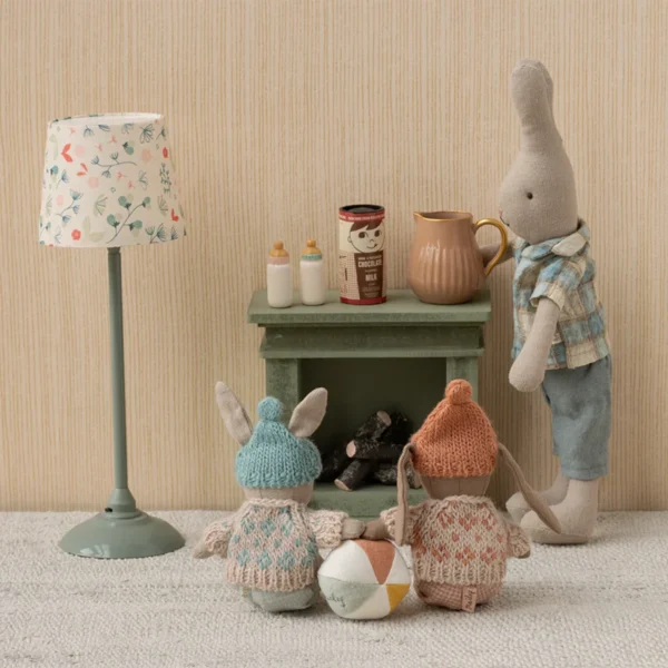 Maileg Kamin Miniatur grün Hasen Kaninchen Puppenhaus Teddy 11-5013-00