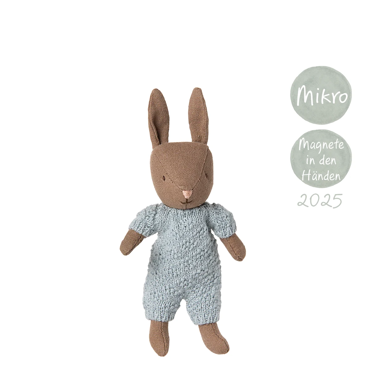 Maileg Kaninchen Mikro braun blauer Strickanzug 16-5025-00