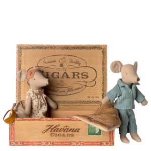 Maileg Mama Papa Mäuse Maus in Zigarrenkiste