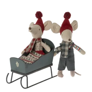 Maileg Schlitten Maus grün Weihnachten 11-2009-01