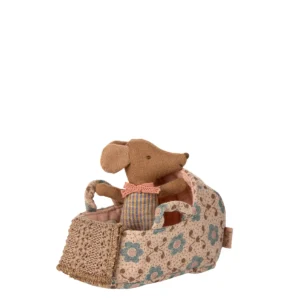 Maileg Tragetasche Maus Baby rosa Blumen 11-5411-01